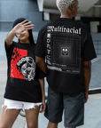 Unapologetically Multiracial Pride T-Shirt Japanese Streetwear Style Black Oversize Deep Drop Shoulder Tee Oversize Deep Drop Shoulder Tee - 190 GSM