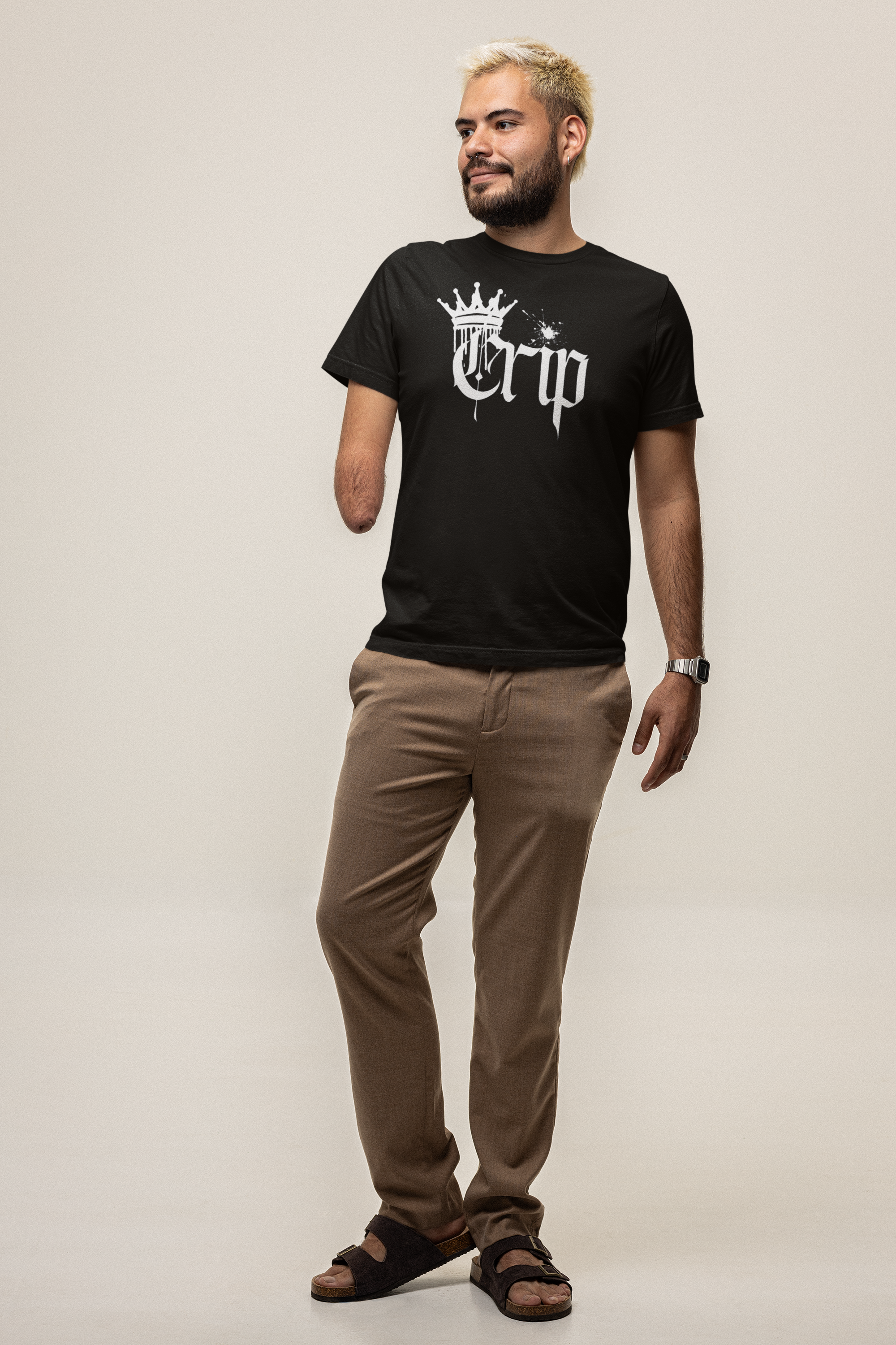 Crip Spray Paint T-Shirt Disability Pride on Black Oversize Deep Drop Shoulder Tee Oversize Deep Drop Shoulder Tee - 190 GSM