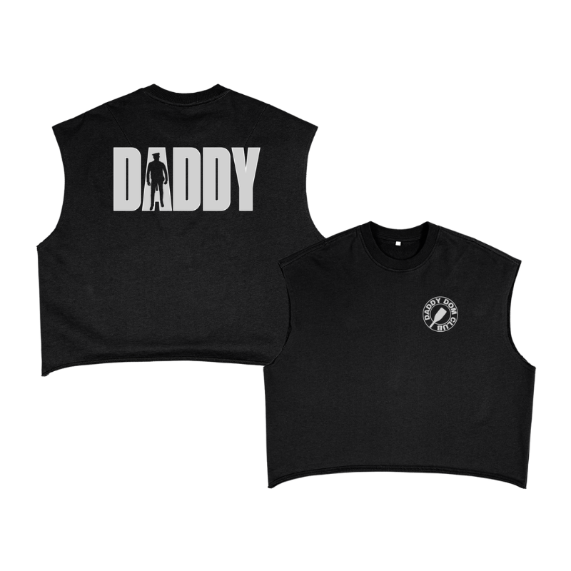 Daddy Dom Club Grey with Leather Daddy with Paddle French Terry Boxy Tank Top French Terry Boxy Tank Top