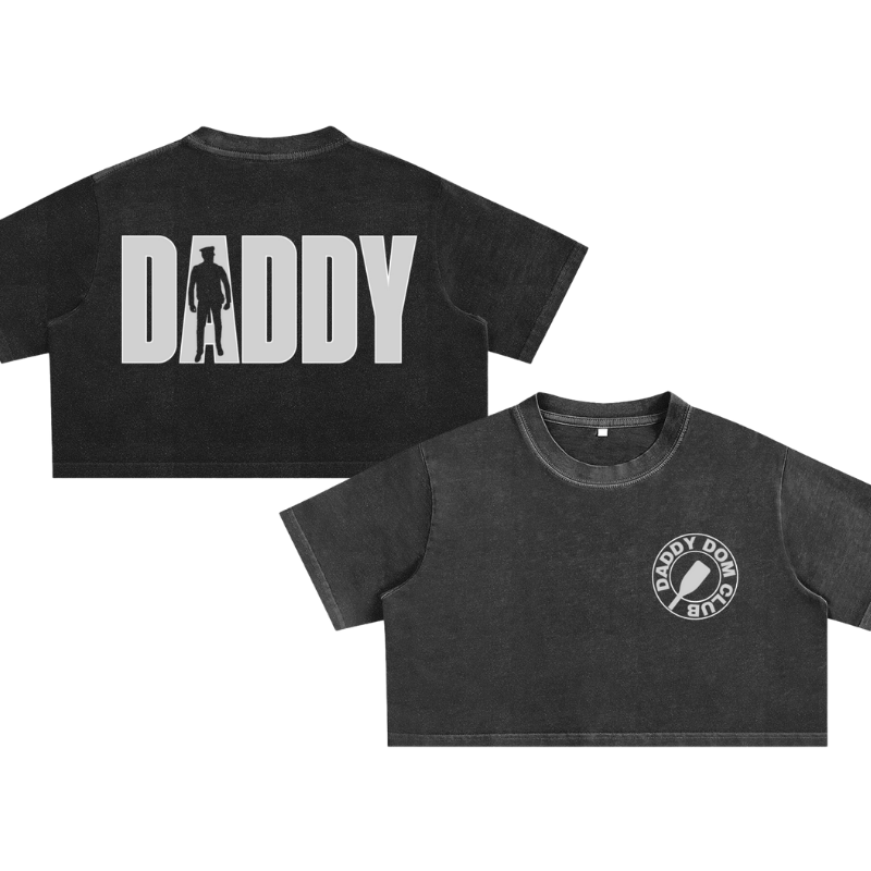 Daddy Dom Club Playful Pride Tee Snow Washed Crop Top Snow Washed Crop Top