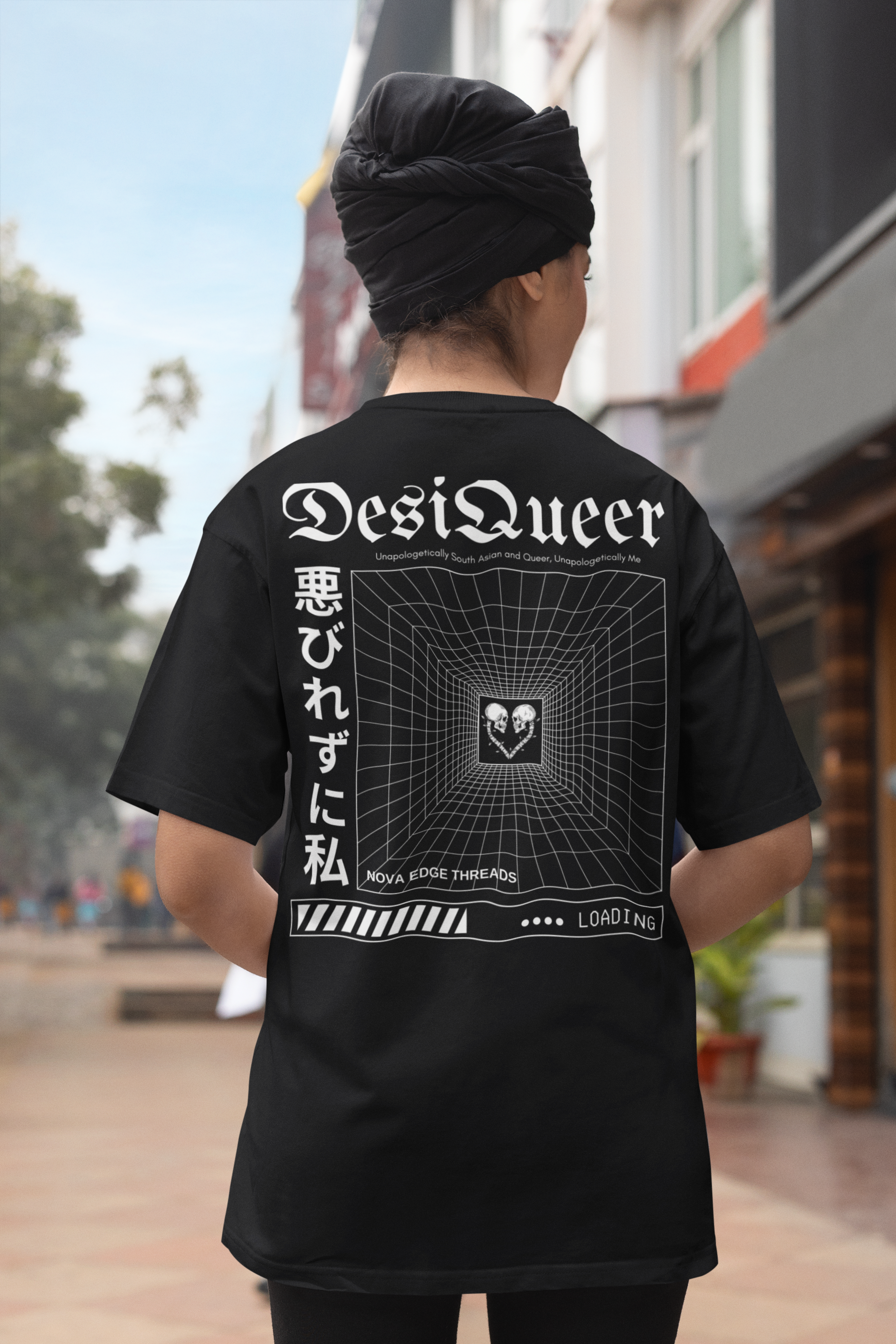 Unapologetically DesiQueer Graphic Tee Desi Pride Shirt Black Oversize Deep Drop Shoulder Tee Oversize Deep Drop Shoulder Tee - 190 GSM