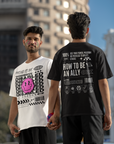 Proud to be Disabled Graphic Tee Streetwear Style Disability Pride T-Shirt front of White Oversize Deep Drop Shoulder Tee - 190 GSM