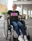 Disability Pride Graphic Tee Pink Smiley Disabled and Proud T-Shirt Oversize Deep Drop Shoulder Tee - 190 GSM