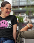 Disability Pride Graphic Tee Pink Smiley Disabled and Proud T-Shirt Oversize Deep Drop Shoulder Tee - 190 GSM