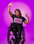 Disability Pride Graphic Tee Pink Smiley Disabled & Proud Oversize Deep Drop Shoulder Tee Oversize Deep Drop Shoulder Tee - 190 GSM