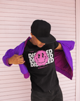 Disability Pride Graphic Tee Pink Smiley Disabled and Proud T-Shirt Oversize Deep Drop Shoulder Tee - 190 GSM