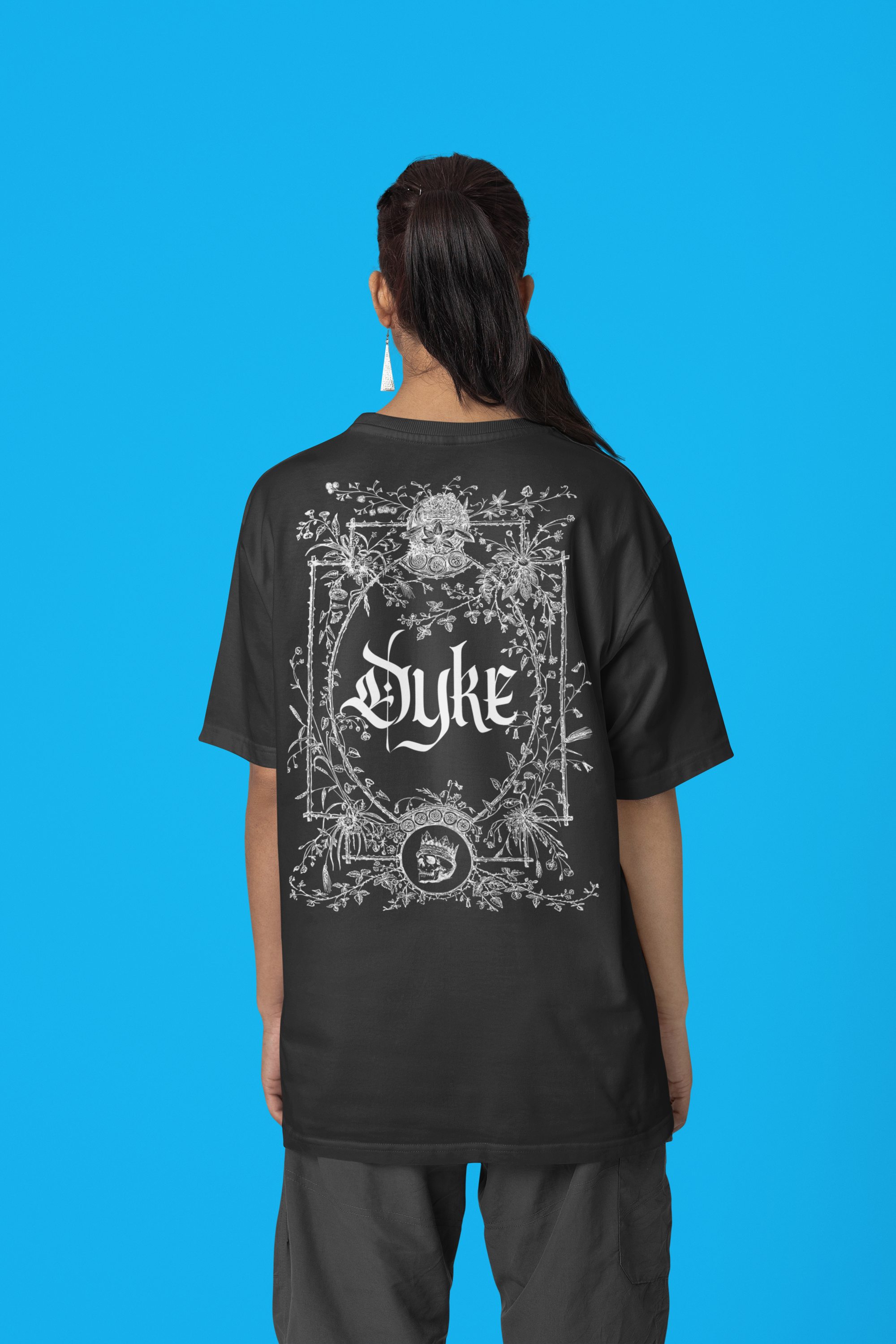 Memento Mori Design with Dyke in Gothic Lettering Vintage Wash Frayed T-Shirt Vintage Wash Frayed T-Shirt