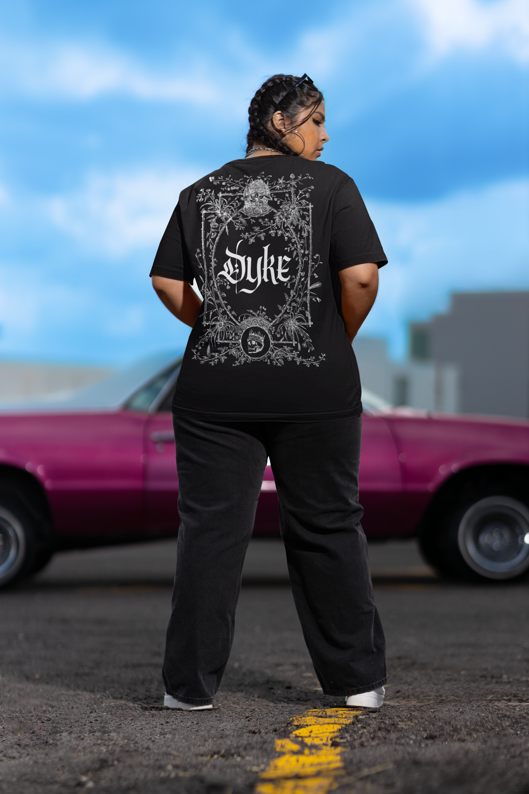 Dyke Pride Shirt Memento Mori Fashion Black Oversize Deep Drop Shoulder Tee Oversize Deep Drop Shoulder Tee - 190 GSM