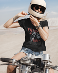 Dykes on Bikes Graphic T-Shirt Vintage Style on front of Black Oversize Deep Drop Shoulder Tee Oversize Deep Drop Shoulder Tee - 190 GSM