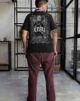 Enby Gothic Graphic Tee Design Non-Binary Pride on Black Oversize Deep Drop Shoulder Tee Oversize Deep Drop Shoulder Tee - 190 GSM