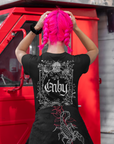 Enby Gothic Graphic Tee Design Non-Binary Pride on Black Oversize Deep Drop Shoulder Tee - 190 GSM