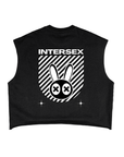 Intersex Pride Mad Rabbit on back of Black French Terry Boxy Tank Top French Terry Boxy Tank Top