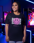 Gaymer Graphic Tee Pink Smiley Face Pride T-Shirt Black Oversize Deep Drop Shoulder Tee - 190 GSM