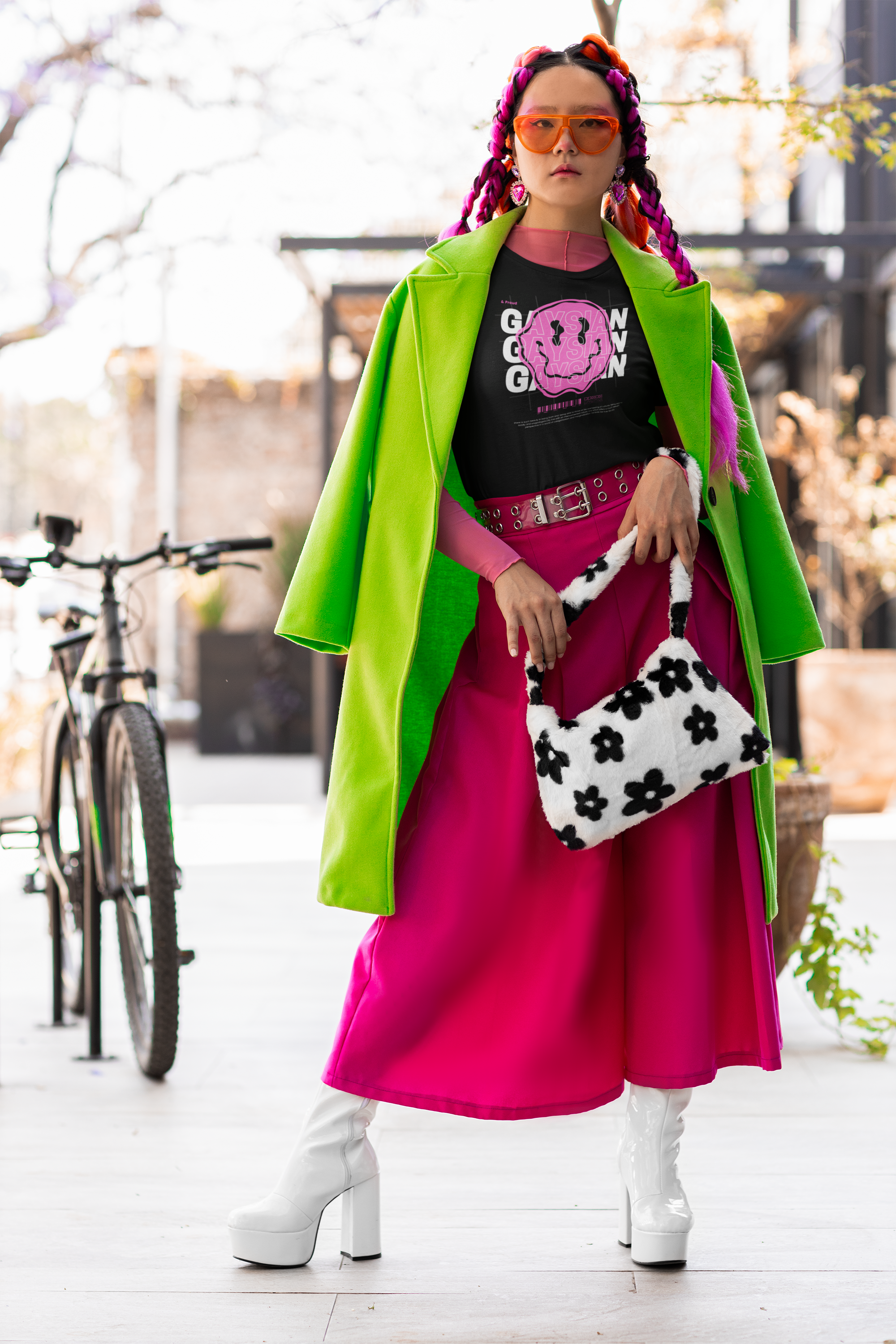 Gaysian & Proud Pink Smiley Face Graphic Tee Black Oversize Deep Drop Shoulder Tee Oversize Deep Drop Shoulder Tee - 190 GSM
