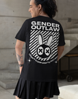 Camiseta gráfica de género proscrito Camiseta "No me conformo con la sociedad" Camiseta de gran tamaño con lavado ácido de Pride Gear en negro - 250 g/m²