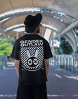 Camiseta gráfica de género proscrito Camiseta "No me conformo con la sociedad" Camiseta de gran tamaño con lavado ácido de Pride Gear en negro - 250 g/m²