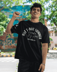 Hot T-Boy Summer Trans Pride on front of Black Oversize Deep Drop Shoulder Tee Oversize Deep Drop Shoulder Tee - 190 GSM