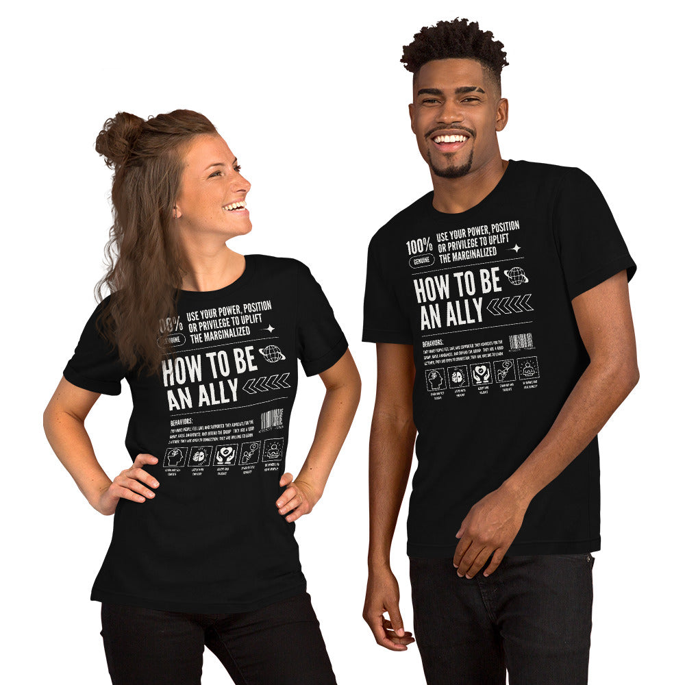 How to be an Ally Graphic Tee Pride Shirts for Allies Black Relaxed Fit T-Shirt Relaxed Fit T-Shirt