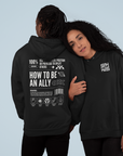 How to be an Ally Black Graphic Sweatshirt LGBTQIA2S+ Allyship Eco Raglan Hoodie Eco Raglan Hoodie
