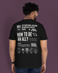 Cómo ser un aliado Camiseta gráfica Estilo urbano LGBTQIA+ Camiseta negra extragrande con hombros caídos - 190 g/m²
