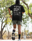 Cómo ser un aliado Camiseta gráfica Estilo urbano LGBTQIA+ Camiseta negra extragrande con hombros caídos - 190 g/m²