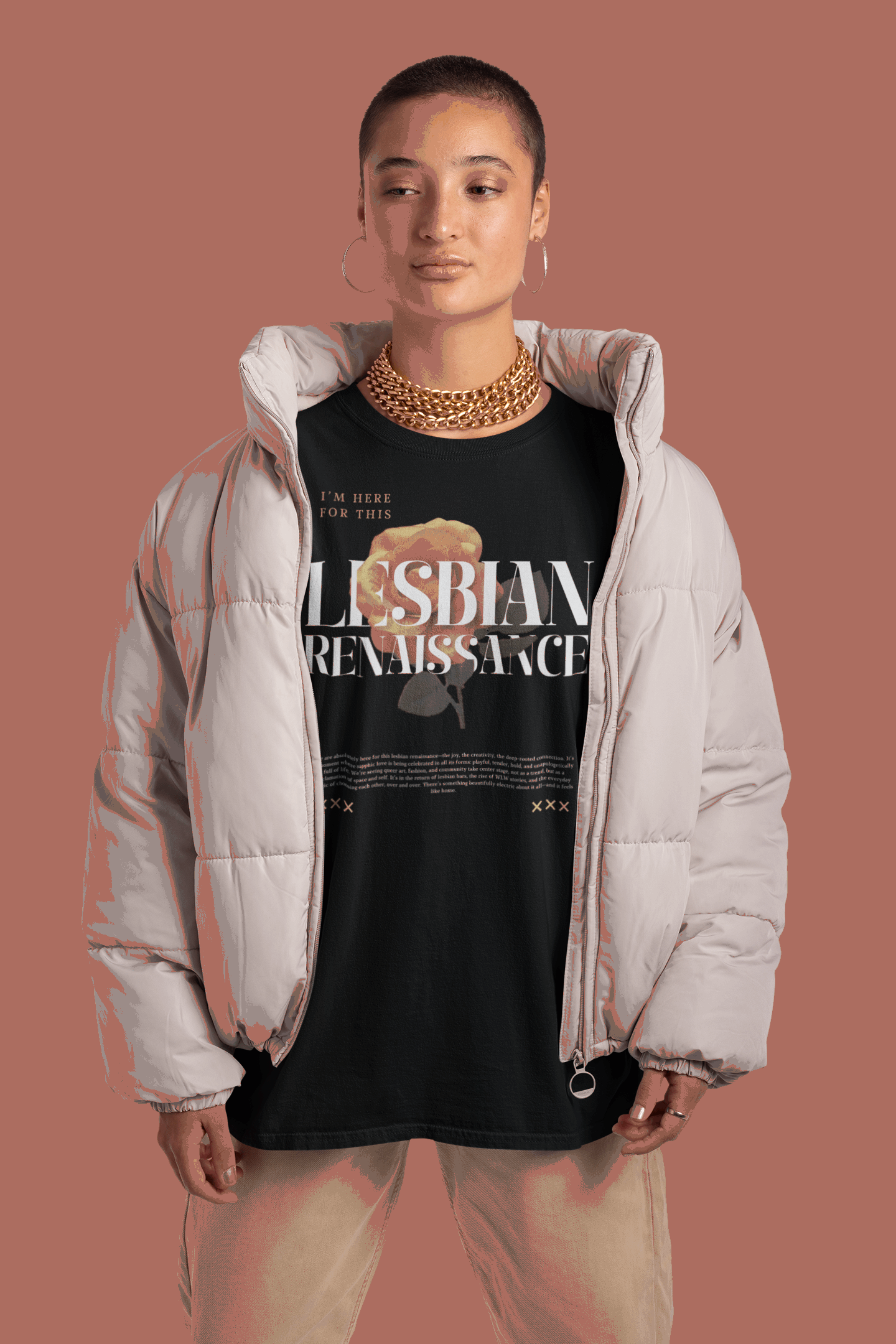 Lesbian Renaissance Graphic Tee Sapphic Pride T-Shirt Black Relaxed Fit T-Shirt Relaxed Fit T-Shirt