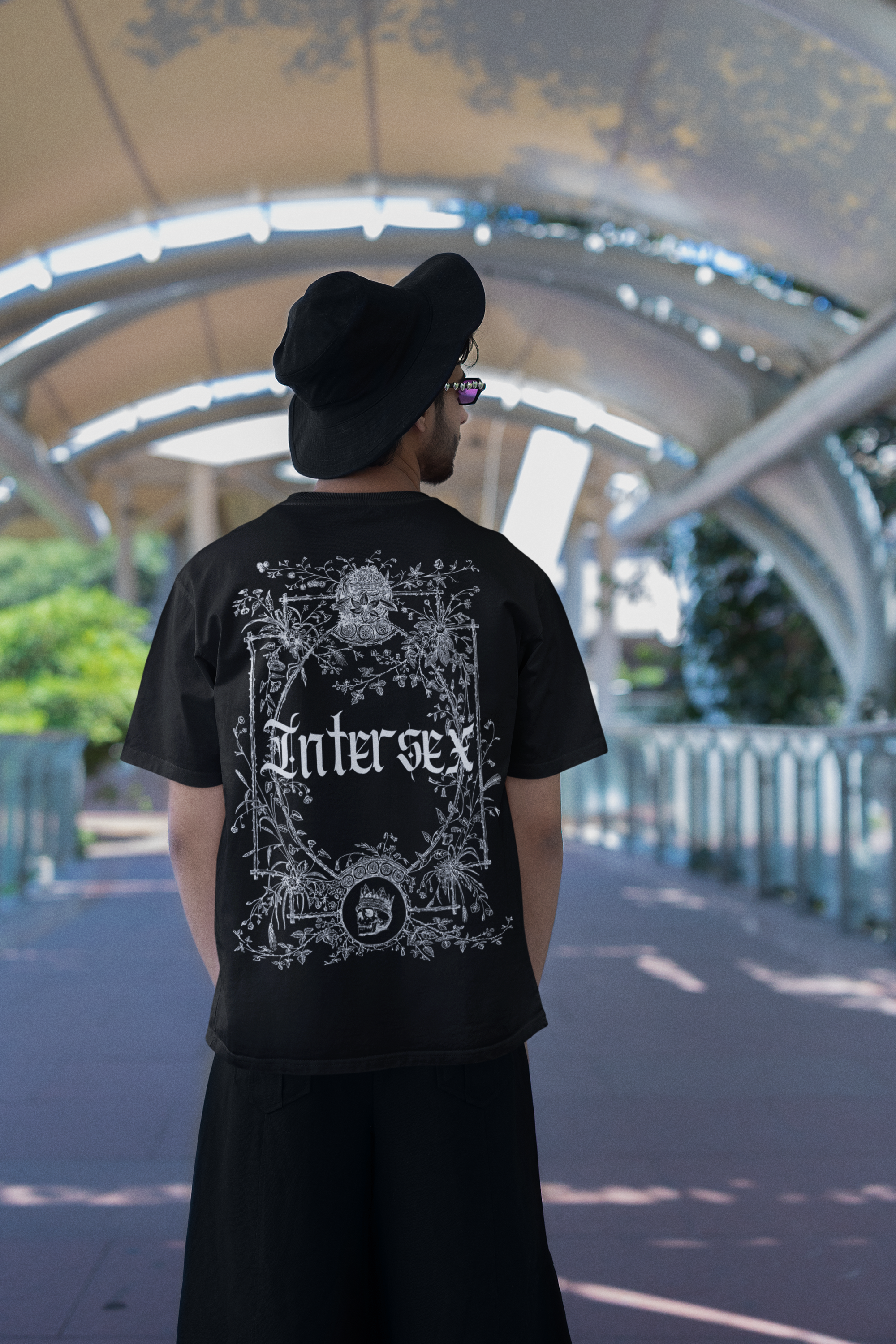 Intersex Pride T-Shirt Memento Mori Black Oversize Deep Drop Shoulder Tee Oversize Deep Drop Shoulder Tee - 190 GSM