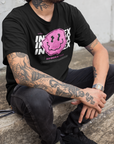 Intersex Pride T-Shirt Pink Smiley on Black Oversize Deep Drop Shoulder Tee Oversize Deep Drop Shoulder Tee - 190 GSM