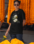 Kothi Pride T-shirt Vintage Flowers Feminine Indian Pride Oversize Deep Drop Shoulder Tee Oversize Deep Drop Shoulder Tee - 190 GSM