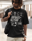 LGBTQIA2S+ Allyship Streetwear Style Front Graphic Tee Oversize Deep Drop Shoulder Tee - 190 GSM
