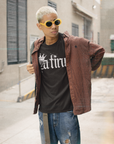 Latine Graphic T-Shirt Intersectional Pride on Black Oversize Deep Drop Shoulder Tee Oversize Deep Drop Shoulder Tee - 190 GSM