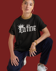 Latine Graphic T-Shirt Intersectional Pride on Black Oversize Deep Drop Shoulder Tee Oversize Deep Drop Shoulder Tee - 190 GSM