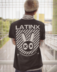 Camiseta de orgullo interseccional latino, moda urbana, camiseta negra de gran tamaño con lavado ácido, 250 g/m²