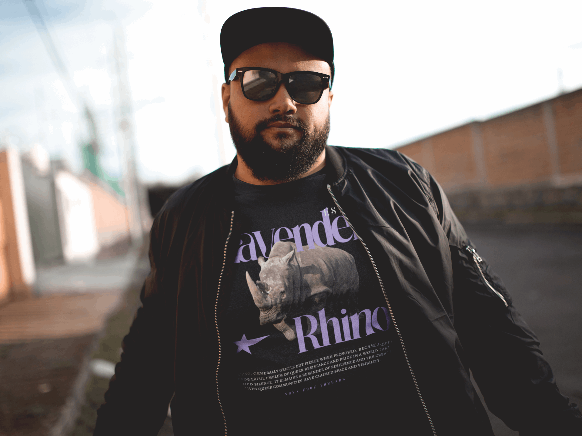 Lavender Rhino Pride Graphic Tee Black Oversize Deep Drop Shoulder Tee Oversize Deep Drop Shoulder Tee - 190 GSM