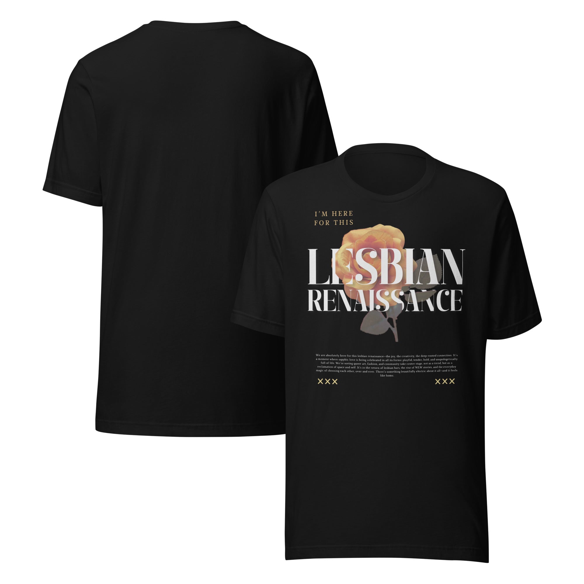 Lesbian Renaissance Graphic Tee Sapphic Pride T-Shirt Black Relaxed Fit T-Shirt Relaxed Fit T-Shirt