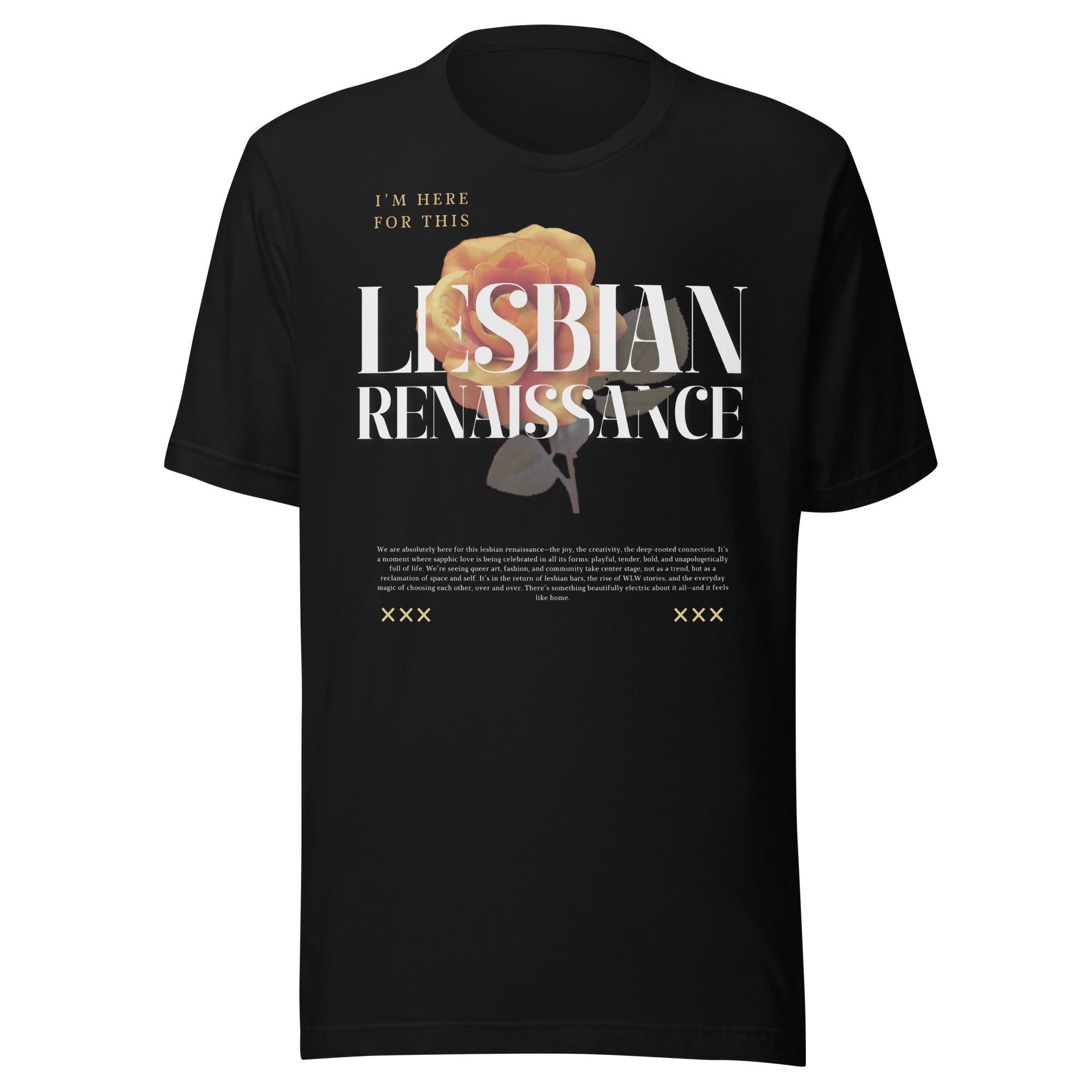 Lesbian Renaissance Graphic Tee Sapphic Pride T-Shirt Black Relaxed Fit T-Shirt Relaxed Fit T-Shirt