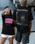 Camiseta con gráfico Aggressive Unapologetically AG Black Pride, camiseta interseccional en negro, camiseta extragrande con hombros caídos - 190 g/m²