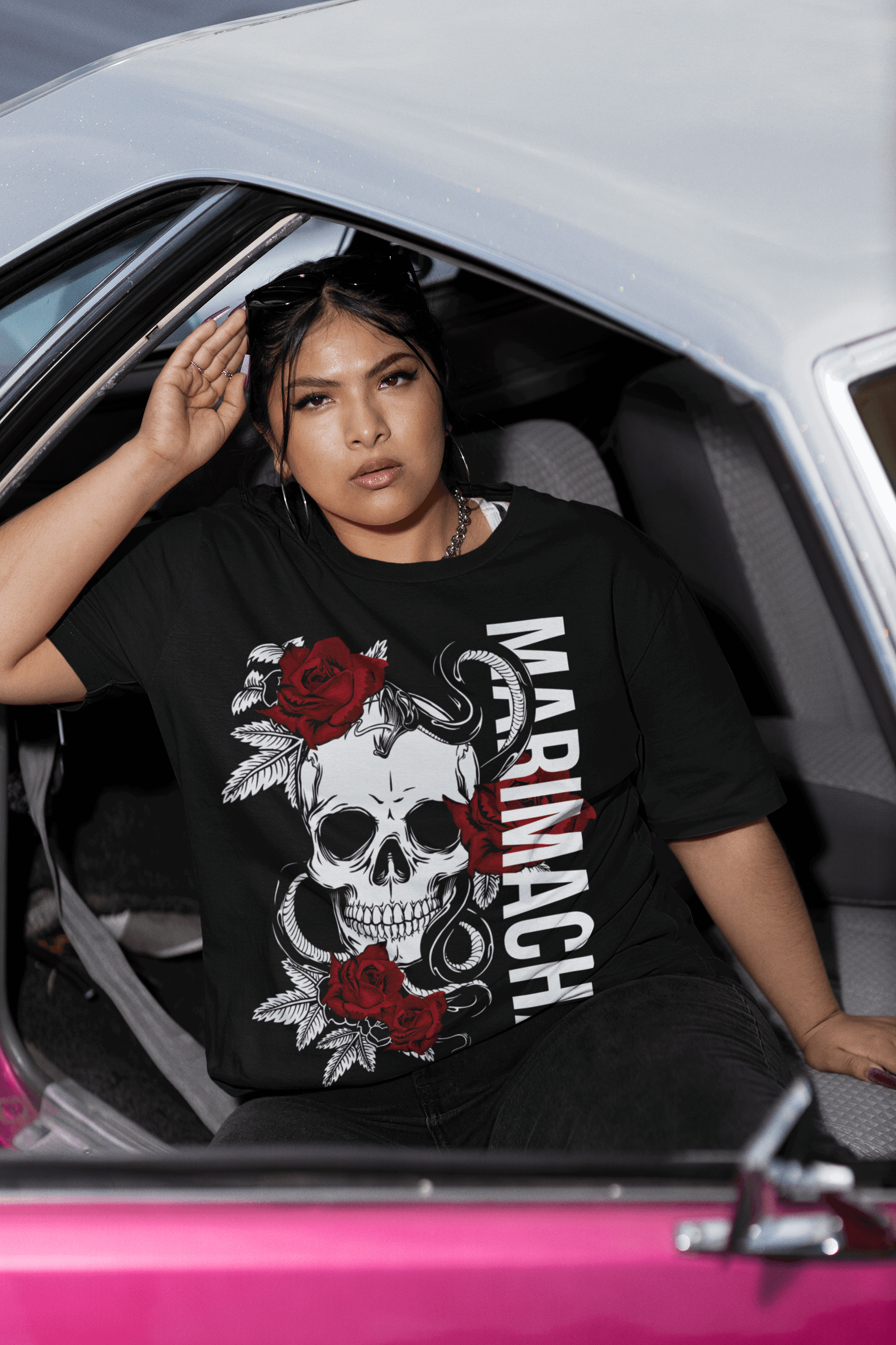 Marimacha Reclaimed Butch Lesbian Pride on front of Black Oversize Tee Oversize Deep Drop Shoulder Tee - 190 GSM