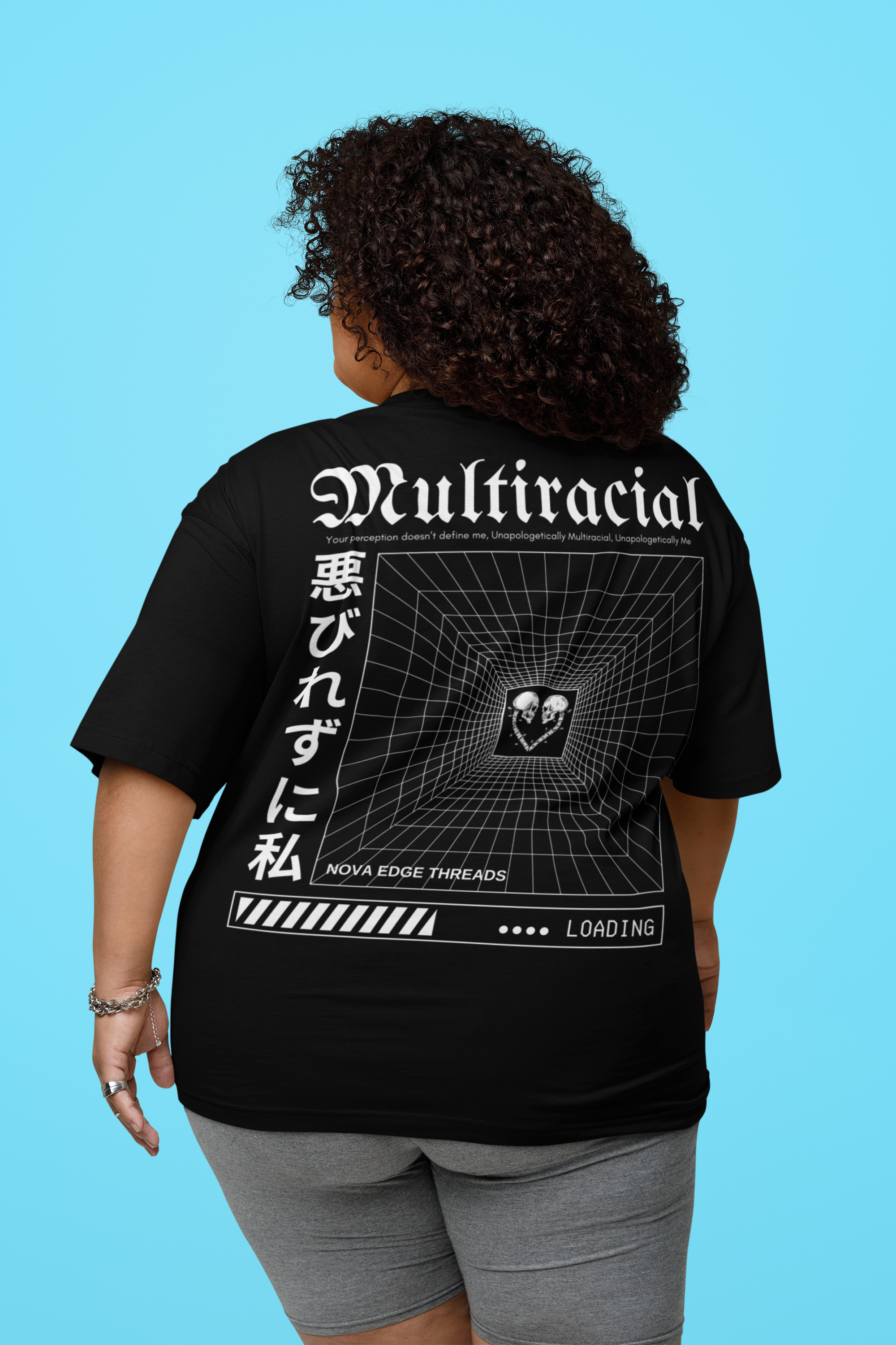 Unapologetically Multiracial Pride T-Shirt Japanese Streetwear Style Black Oversize Deep Drop Shoulder Tee Oversize Deep Drop Shoulder Tee - 190 GSM