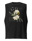 Gaysian Pride Vintage Flower Design on front of Black Relaxed Fit Sleeveless Tank Top Relaxed Fit Sleeveless Tank Top