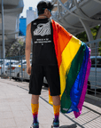 NYC Top Book your Reservations Brooklyn Gay Pride on back of Black Sleeveless Tank Top Relaxed Fit Sleeveless Tank Top