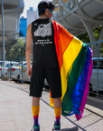 NYC Top Book your Reservations Brooklyn Gay Pride on back of Black Sleeveless Tank Top Relaxed Fit Sleeveless Tank Top