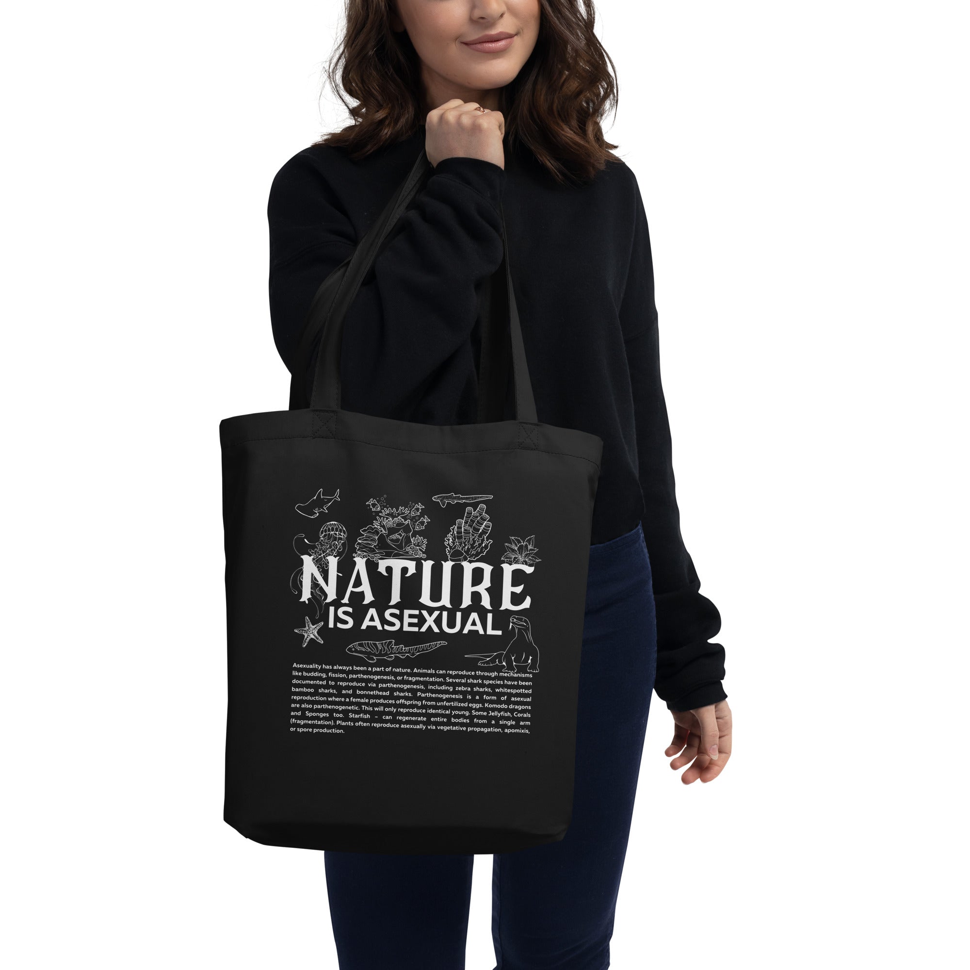 Nature is Asexual Carrying Bag Environmentally Friendly Pride Accessory Tote Bag Eco Tote