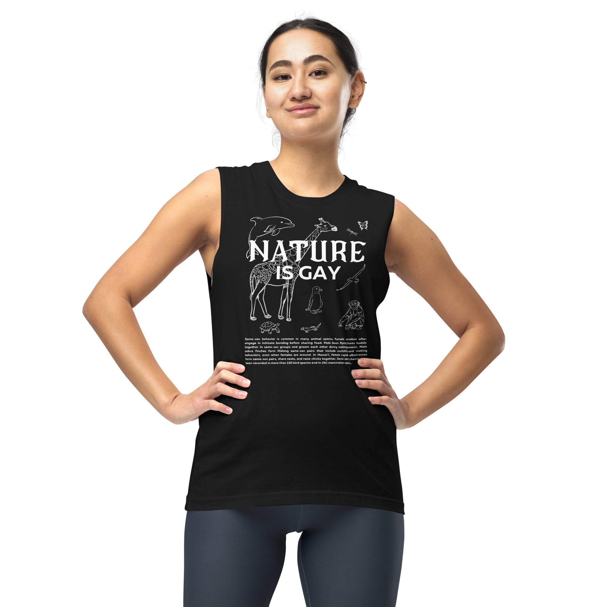 Nature is Gay T-Shirt for Pride Everyday on Black Relaxed Fit Sleeveless Tank Top Relaxed Fit Sleeveless Tank Top