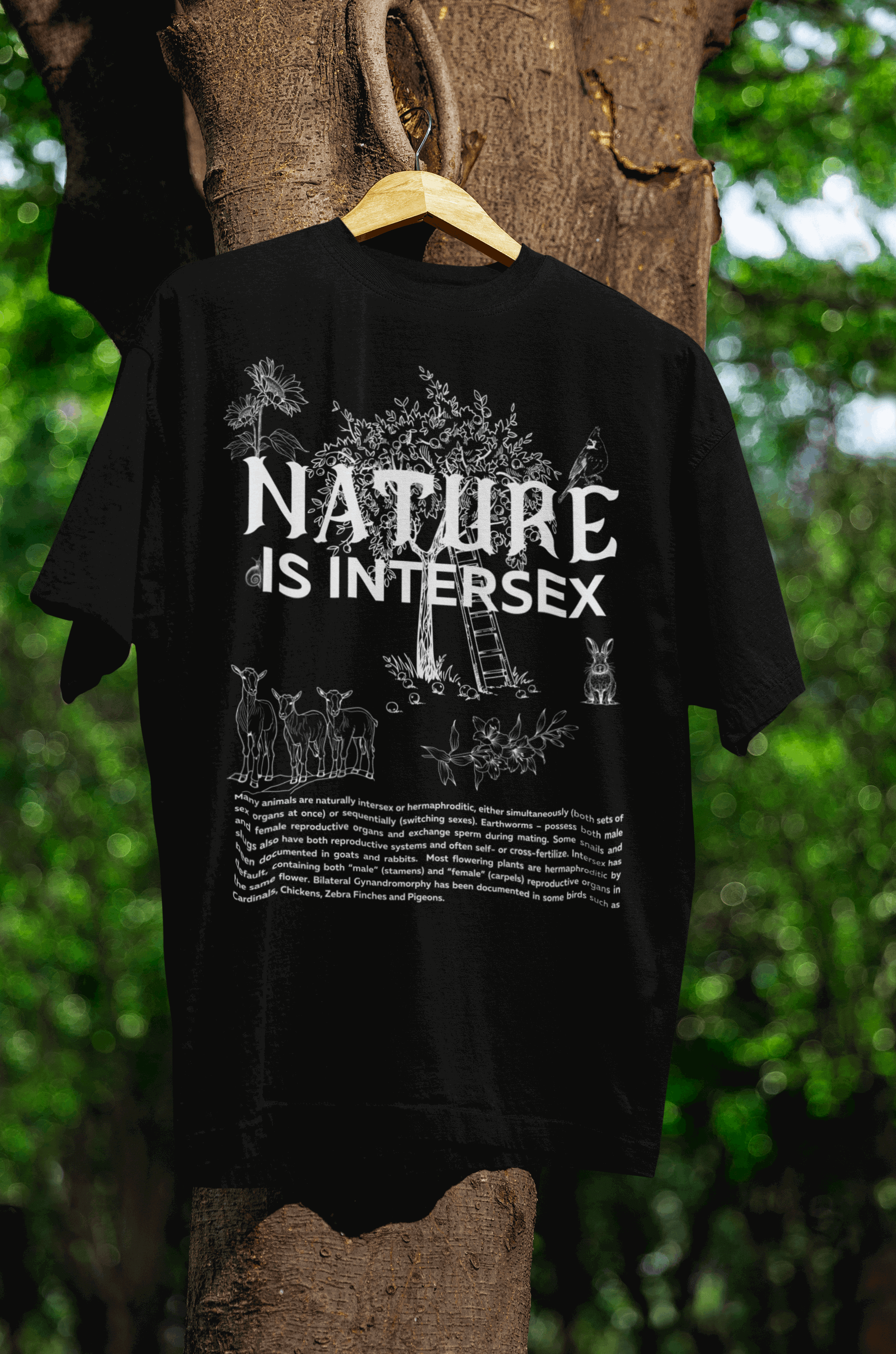 Nature is Intersex Pride Shirt Oversize Deep Drop Shoulder Tee Oversize Deep Drop Shoulder Tee - 190 GSM
