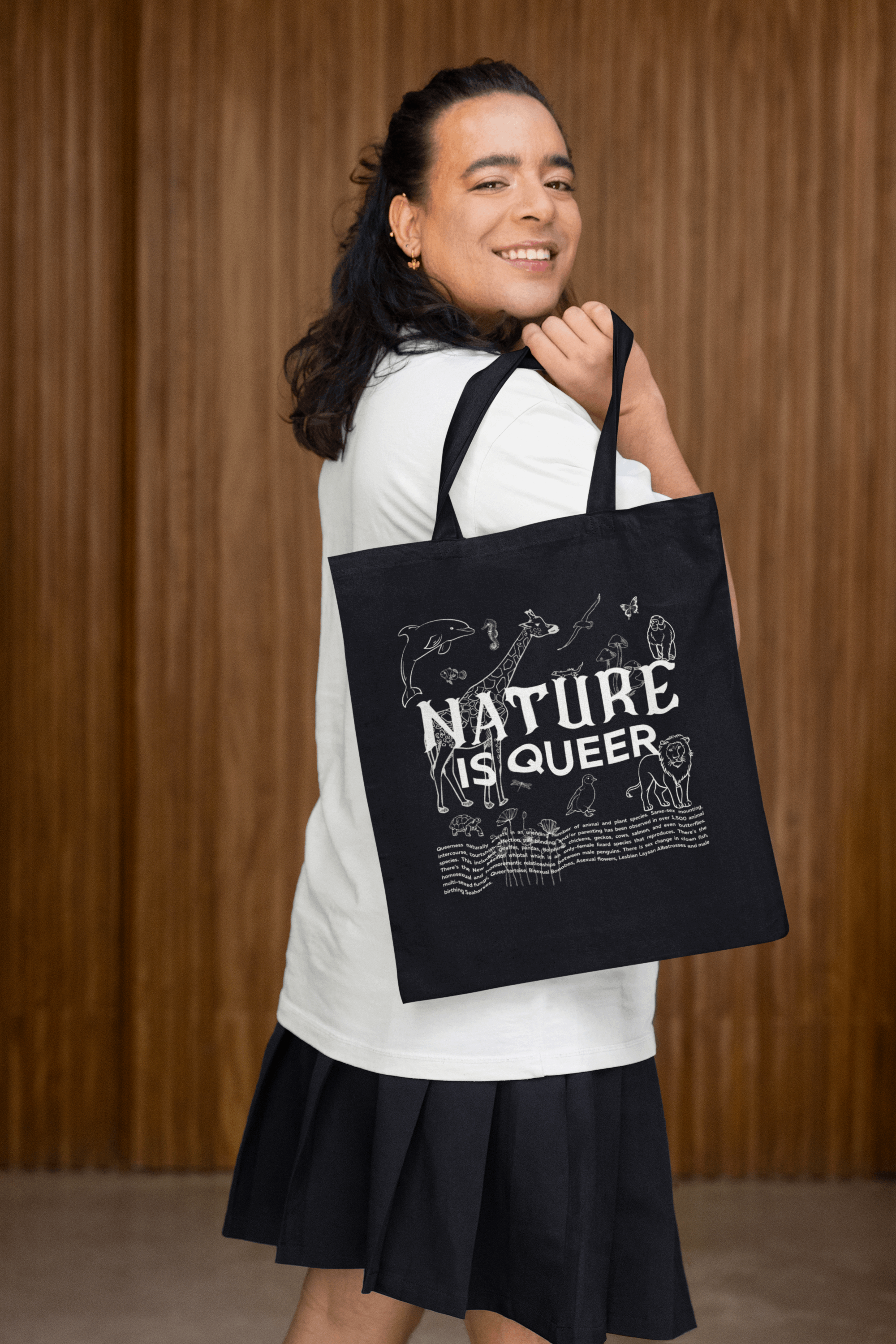 Nature is Queer Bag Pride Accessory Eco Friendly Black Tote Bag Eco Tote