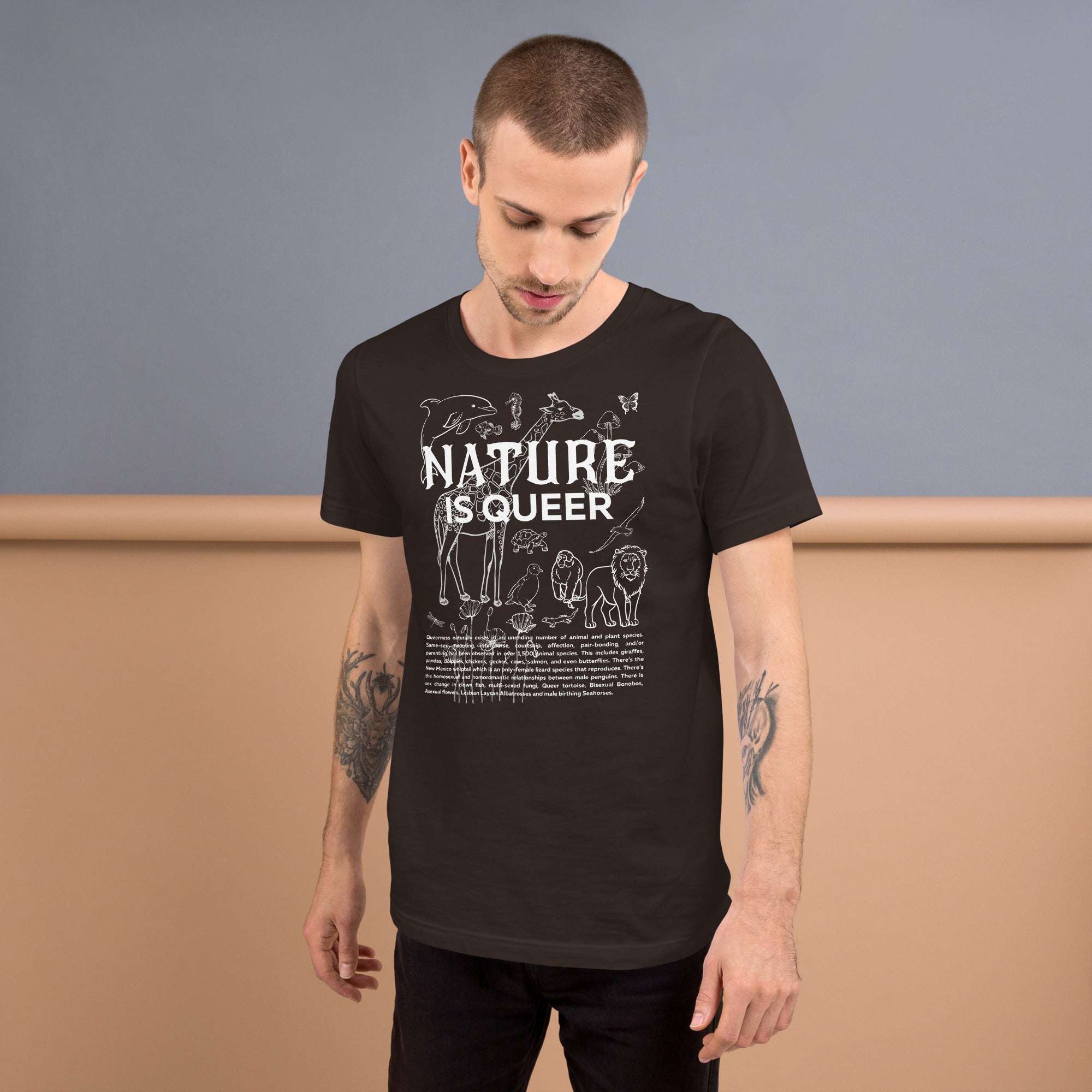Nature is Queer Graphic Tee LGBTQ+ Pride Plants & Animals Relaxed Fit T-Shirt Relaxed Fit T-Shirt