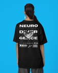 Neurodivergence Graphic Tee Chrome Heart Streetwear Fashion Disability Pride Black Oversize Deep Drop Shoulder Tee - 190 GSM