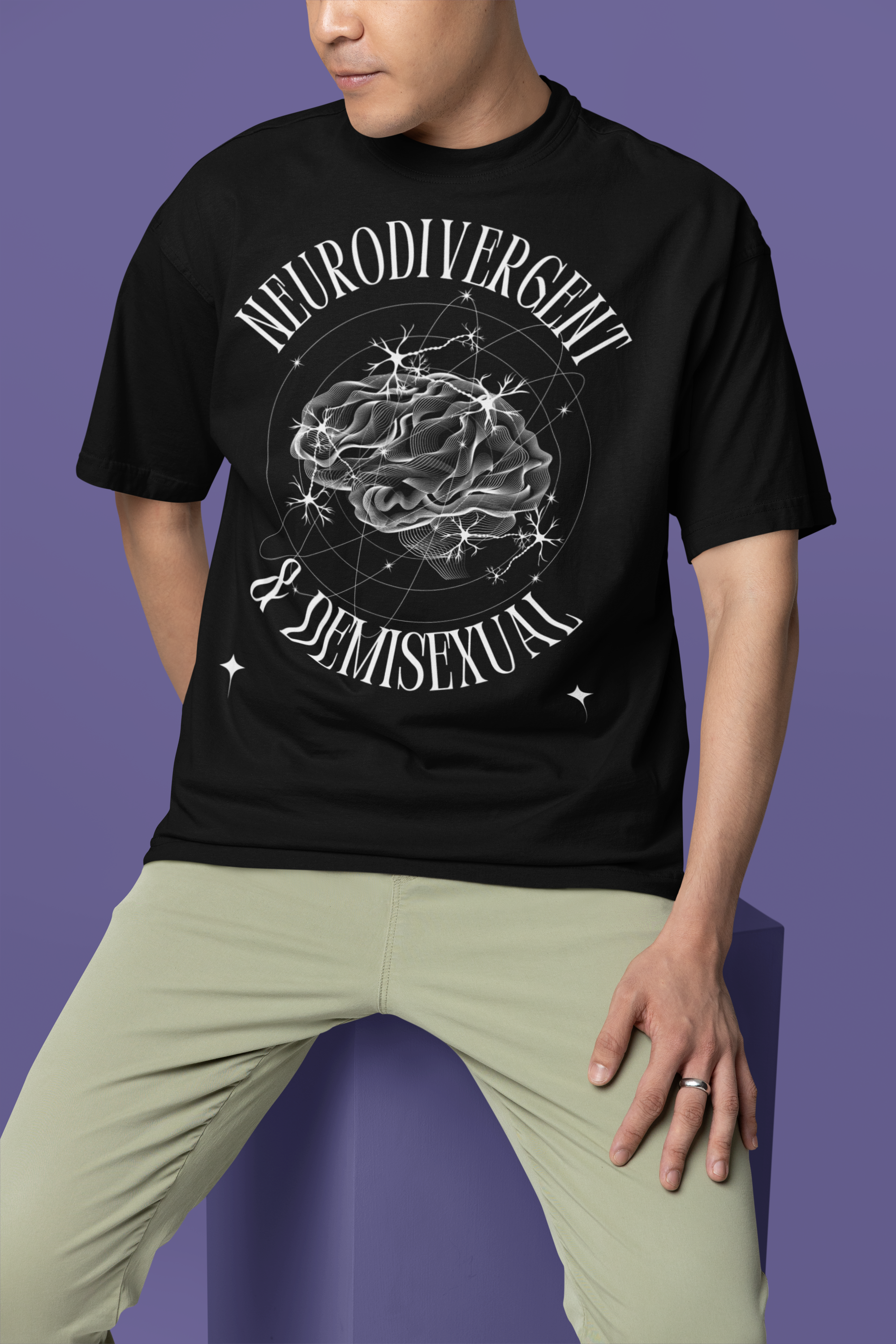Neurodivergent and Demisexual Pride Shirt Disability Pride Oversize Deep Drop Shoulder Tee Oversize Deep Drop Shoulder Tee - 190 GSM