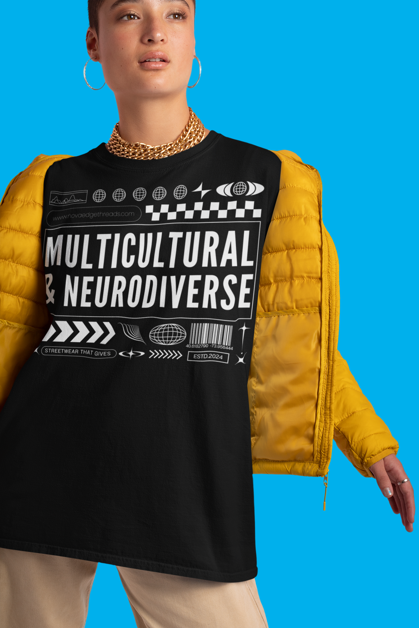 Multicultural & Neurodiverse Graphic Tee Disability Pride Shirt Oversize Deep Drop Shoulder Tee Oversize Deep Drop Shoulder Tee - 190 GSM